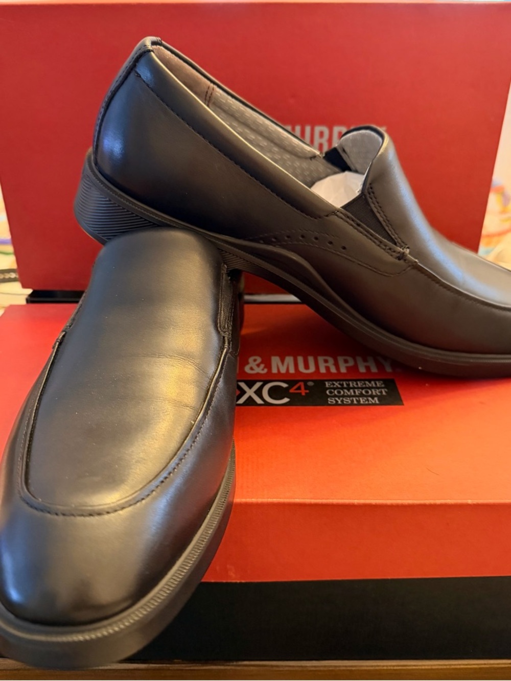 Johnston & Murphy Men's Black Leather Slip-On Loafers
